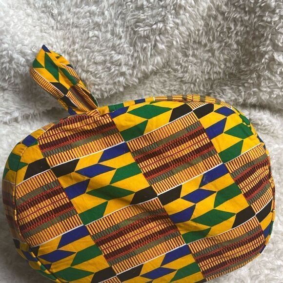 Colorful Kente extra large fabric bucket style shoulder crossbody bag - Picture 9 of 16